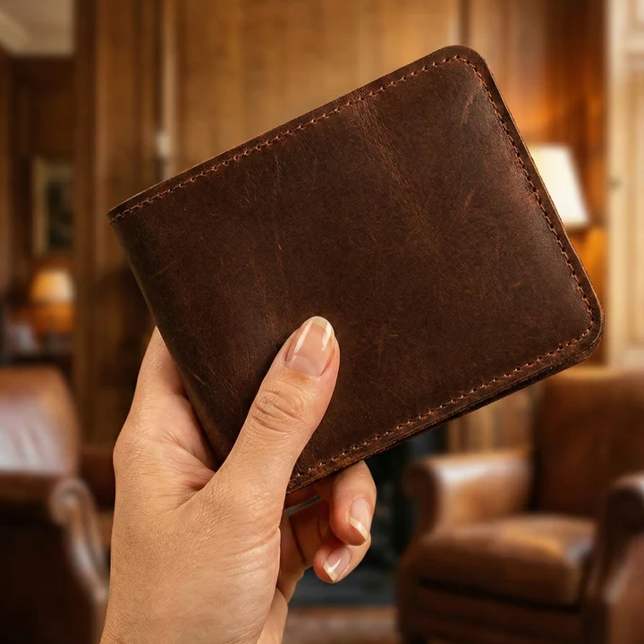 Vintage Full-Grain Leather Wallet (Custom Engraving Offered)
